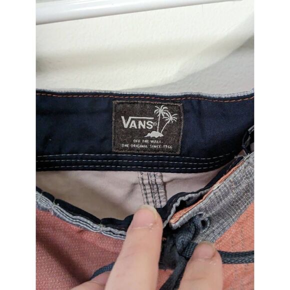 Vans Swim Trunks Boardshorts Orange and Gray Strips - Size 34 - Picture 7 of 8